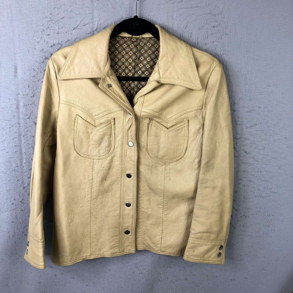 Vintage New England Sportswear Jacket Womens M Leather Western Snap Biker 70s